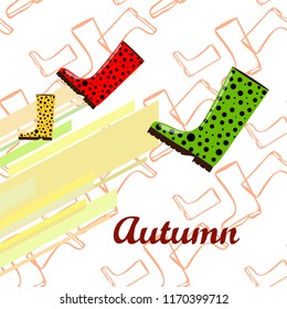 rubber boots autumnal vector background