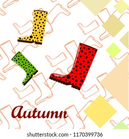 rubber boots autumnal vector background