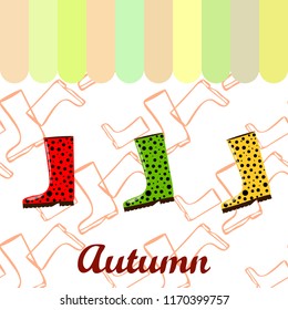 rubber boots autumnal vector background