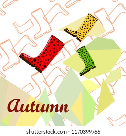 rubber boots autumnal vector background
