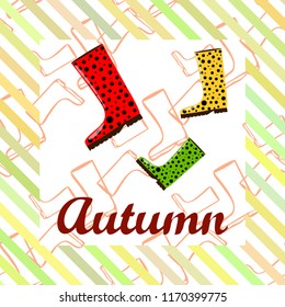 rubber boots autumnal vector background