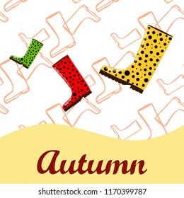 rubber boots autumnal vector background
