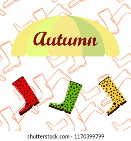 rubber boots autumnal vector background