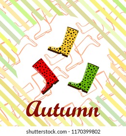 rubber boots autumnal vector background