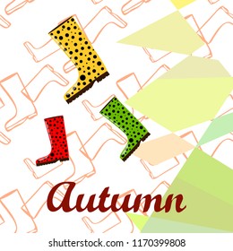 rubber boots autumnal vector background