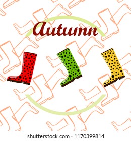 rubber boots autumnal vector background