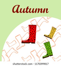 rubber boots autumnal vector background