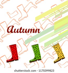 rubber boots autumnal vector background