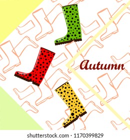 rubber boots autumnal vector background