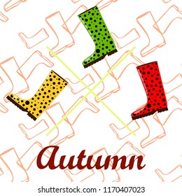 rubber boots autumnal vector background