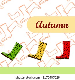 rubber boots autumnal vector background