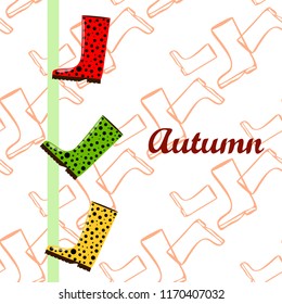 rubber boots autumnal vector background
