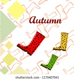 rubber boots autumnal vector background