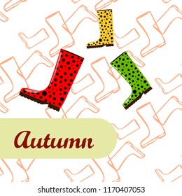 rubber boots autumnal vector background