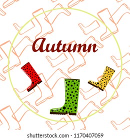 rubber boots autumnal vector background