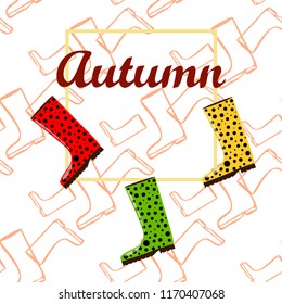 rubber boots autumnal vector background