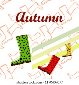 rubber boots autumnal vector background