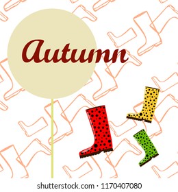 rubber boots autumnal vector background