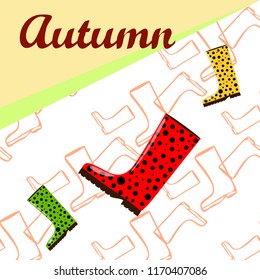 rubber boots autumnal vector background