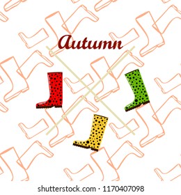 rubber boots autumnal vector background