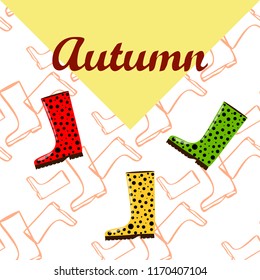 rubber boots autumnal vector background