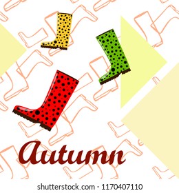 rubber boots autumnal vector background