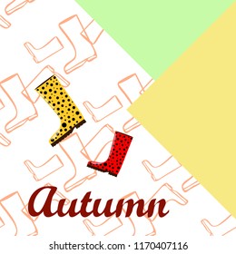 rubber boots autumnal vector background