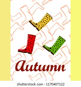 rubber boots autumnal vector background