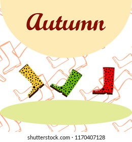 rubber boots autumnal vector background