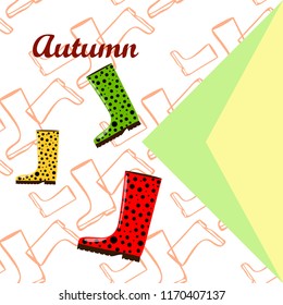 rubber boots autumnal vector background