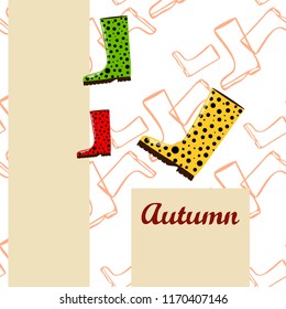 rubber boots autumnal vector background
