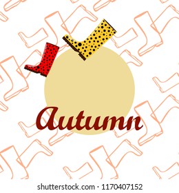 rubber boots autumnal vector background