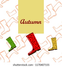 rubber boots autumnal vector background