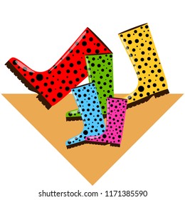 rubber boots autumnal vector background