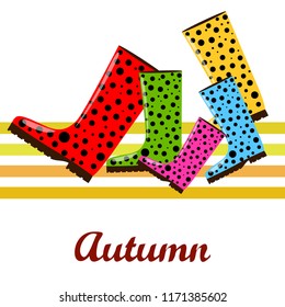 rubber boots autumnal vector background
