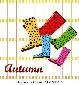 rubber boots autumnal vector background
