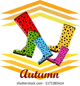 rubber boots autumnal vector background