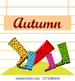 rubber boots autumnal vector background