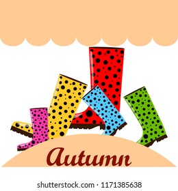 rubber boots autumnal vector background