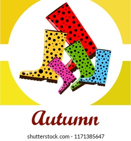 rubber boots autumnal vector background