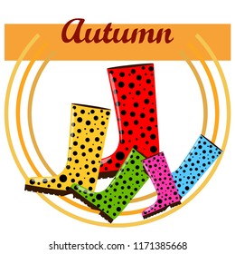 rubber boots autumnal vector background