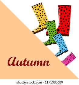 rubber boots autumnal vector background