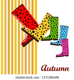 rubber boots autumnal vector background