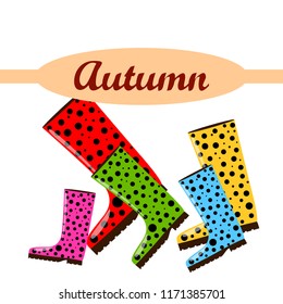 rubber boots autumnal vector background