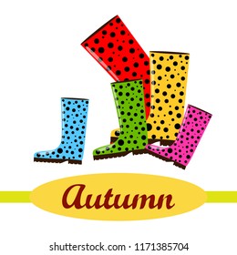 rubber boots autumnal vector background