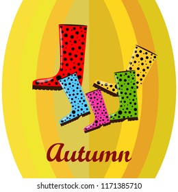 rubber boots autumnal vector background