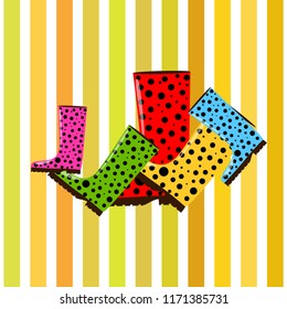 rubber boots autumnal vector background
