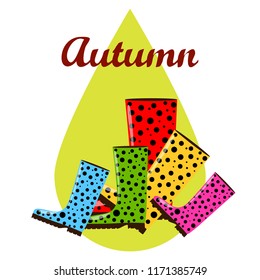 rubber boots autumnal vector background