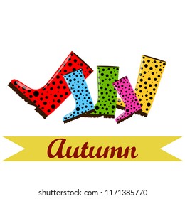 rubber boots autumnal vector background