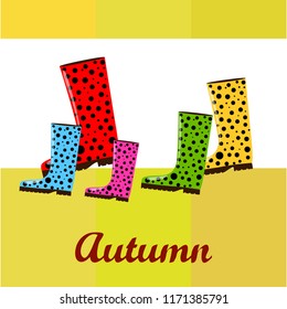 rubber boots autumnal vector background
